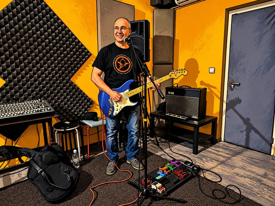 Alan na gitari na probi benda Velvet Mojo
